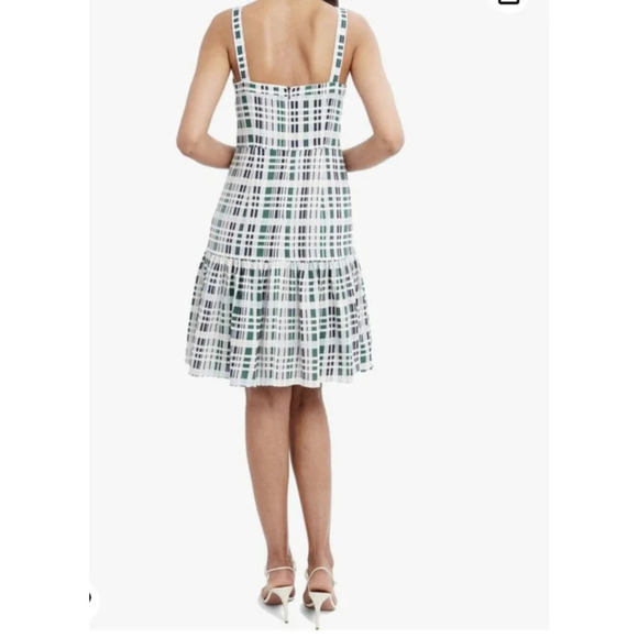 BCBGMAXAZRIA Women's Plaid Day Dress size Size 8 Gray Black Green - Picture 2 of 11